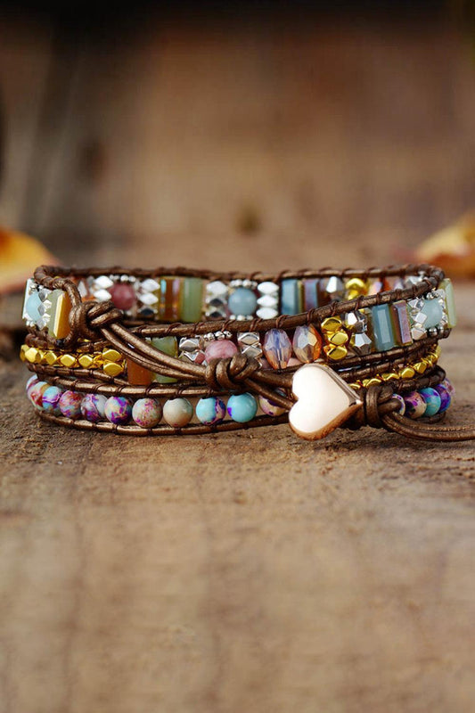 Handmade Crystal Beaded Natural Stone Bracelet - Trendsi