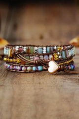 Handmade Crystal Beaded Natural Stone Bracelet - Trendsi