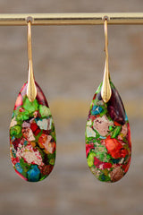 Handmade Teardrop Shape Natural Stone Dangle Earrings - Trendsi