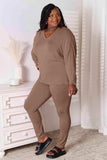 Basic Bae Full Size V-Neck Soft Rayon Long Sleeve Top and Pants Lounge Set - Trendsi - Flyclothing LLC