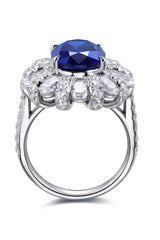 Lab-Grown Sapphire Flower Shape Ring - Trendsi - Flyclothing LLC