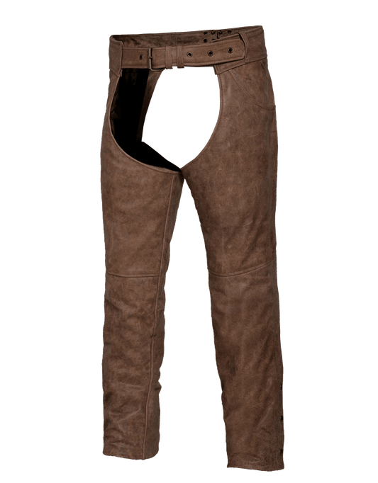 Unik International Mens Brown jean Pocket Leather Chaps