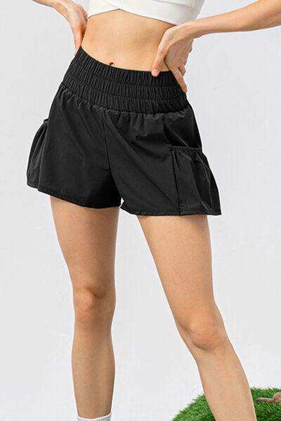 Elastic Waist Pocketed Active Shorts - Trendsi - Flyclothing LLC