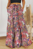 Floral Frill Trim Tiered Maxi Skirt - Trendsi - Flyclothing LLC