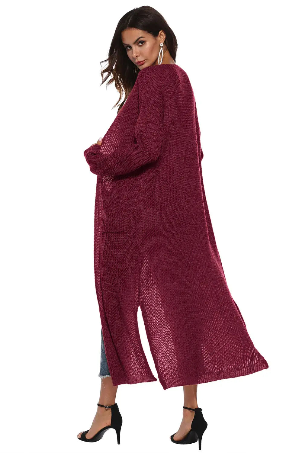 Long Sleeve Open Front Buttoned Cardigan - Trendsi - Flyclothing LLC