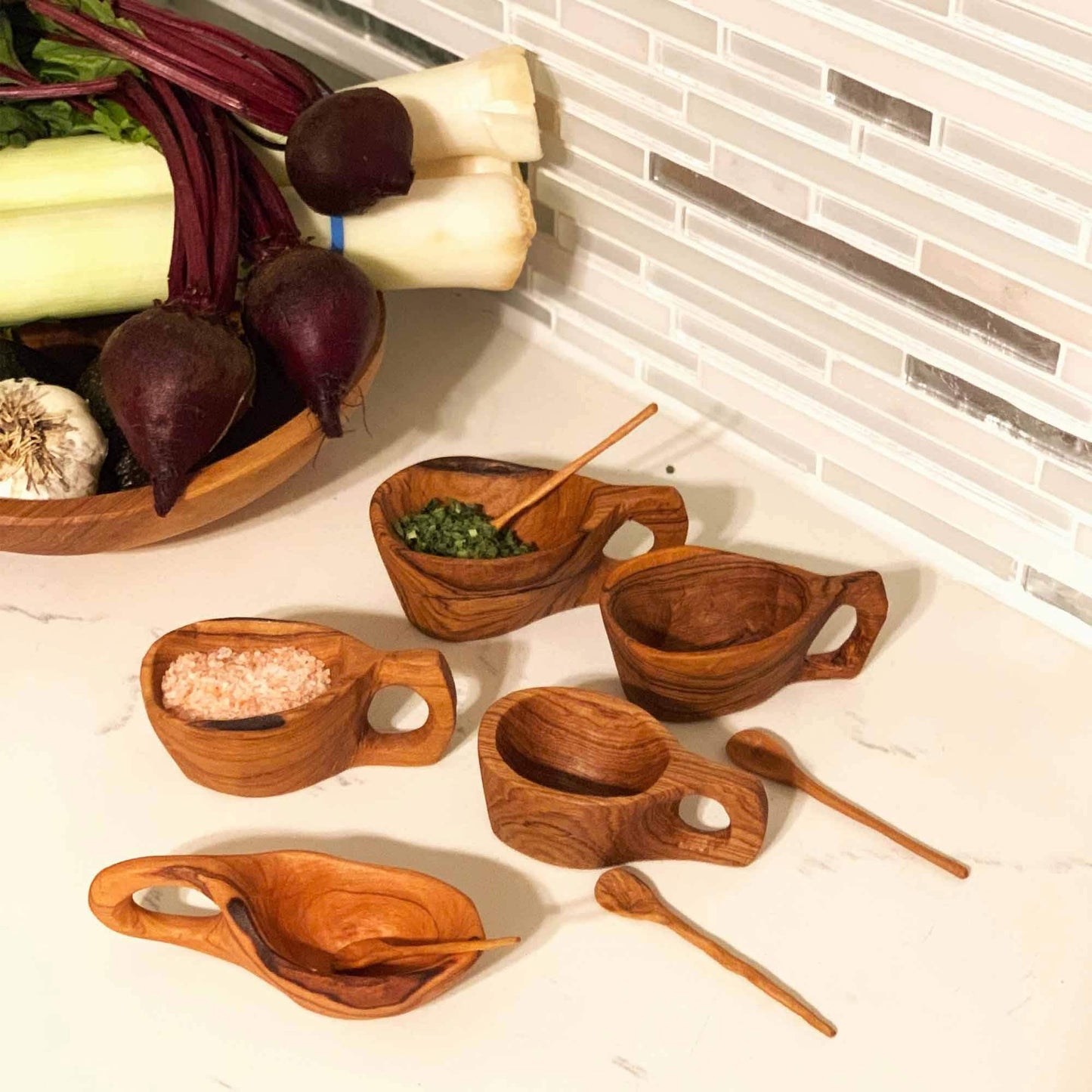 Reclaimed Olive Wood Salt Pot - Kahero Farm - Kenya - Kahero Farm - Flyclothing LLC
