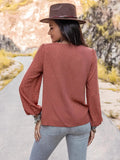 Swiss Dot V-Neck Blouse - Trendsi