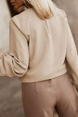Button Up Round Neck Long Sleeve Shirt - Trendsi - Flyclothing LLC