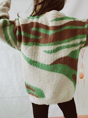 Color Block Round Neck Sweater - Trendsi