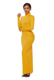 Mock Neck Long Sleeve Maxi Slim Dress - Trendsi - Flyclothing LLC