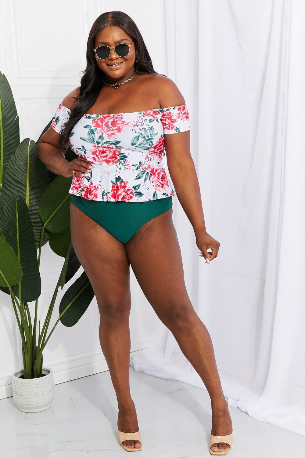 Off the shoulder sales plus size tankini
