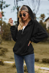 Cable-Knit Long Sleeve Hooded Jacket - Trendsi