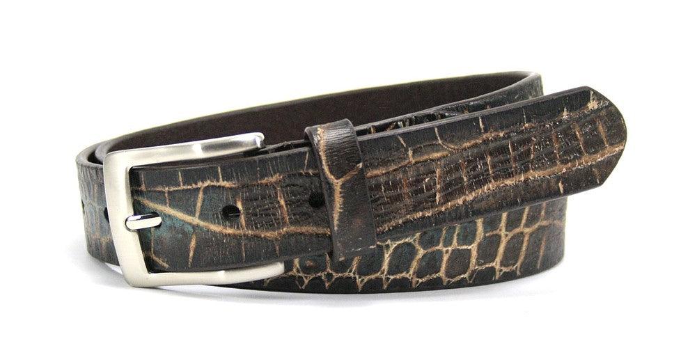 Leather Island 32mm Exotic Brown Italian Leather belt - Flyclothing LLC