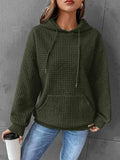 Textured Drawstring Drop Shoulder Hoodie - Trendsi - Flyclothing LLC