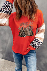 Christmas Tree Graphic Waffle-Knit Top