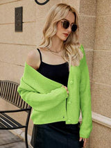 Dropped Shoulder Button Up Cardigan - Trendsi - Flyclothing LLC