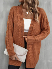 Warm Fall Mixed Knit Open Front Longline Cardigan - Flyclothing LLC