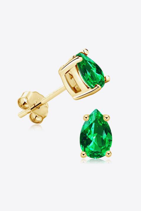 Lab-Grown Emerald Stud Earrings - Trendsi