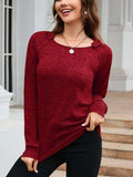 Texture Round Neck Long Sleeve Knit Top - Trendsi - Flyclothing LLC