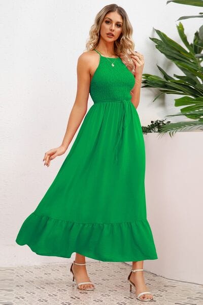 Smocked Crisscross Spaghetti Strap Dress - Flyclothing LLC