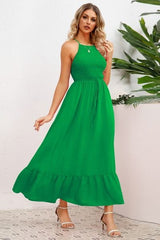 Smocked Crisscross Spaghetti Strap Dress - Flyclothing LLC