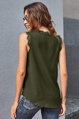 Eyelash Lace V-Neck Tank Top - Trendsi - Flyclothing LLC