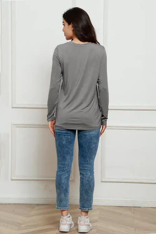 Basic Bae Full Size Round Neck Long Sleeve Top - Trendsi - Flyclothing LLC