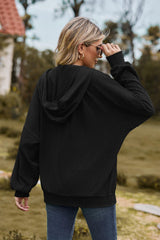 Cable-Knit Long Sleeve Hooded Jacket - Trendsi