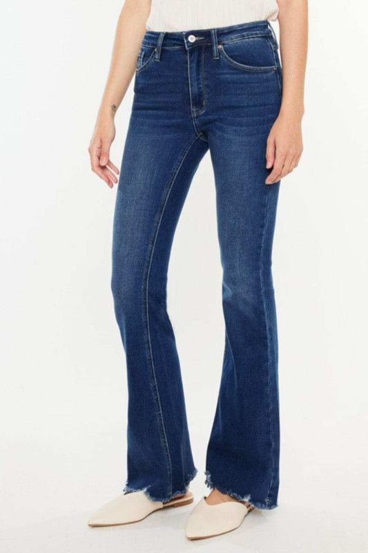 Kancan Cat's Whiskers Raw Hem Flare Jeans - Trendsi - Flyclothing LLC