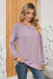Ruched Round Neck Flounce Sleeve T-Shirt - Trendsi - Flyclothing LLC