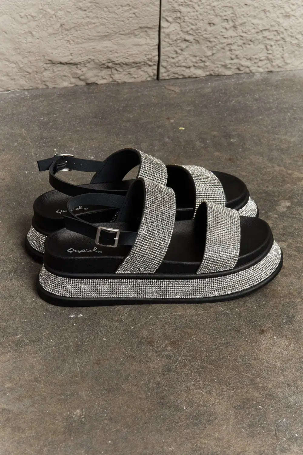 Qupid Shine On Platform Rhinestone Slingback Sandal - Trendsi - Flyclothing LLC