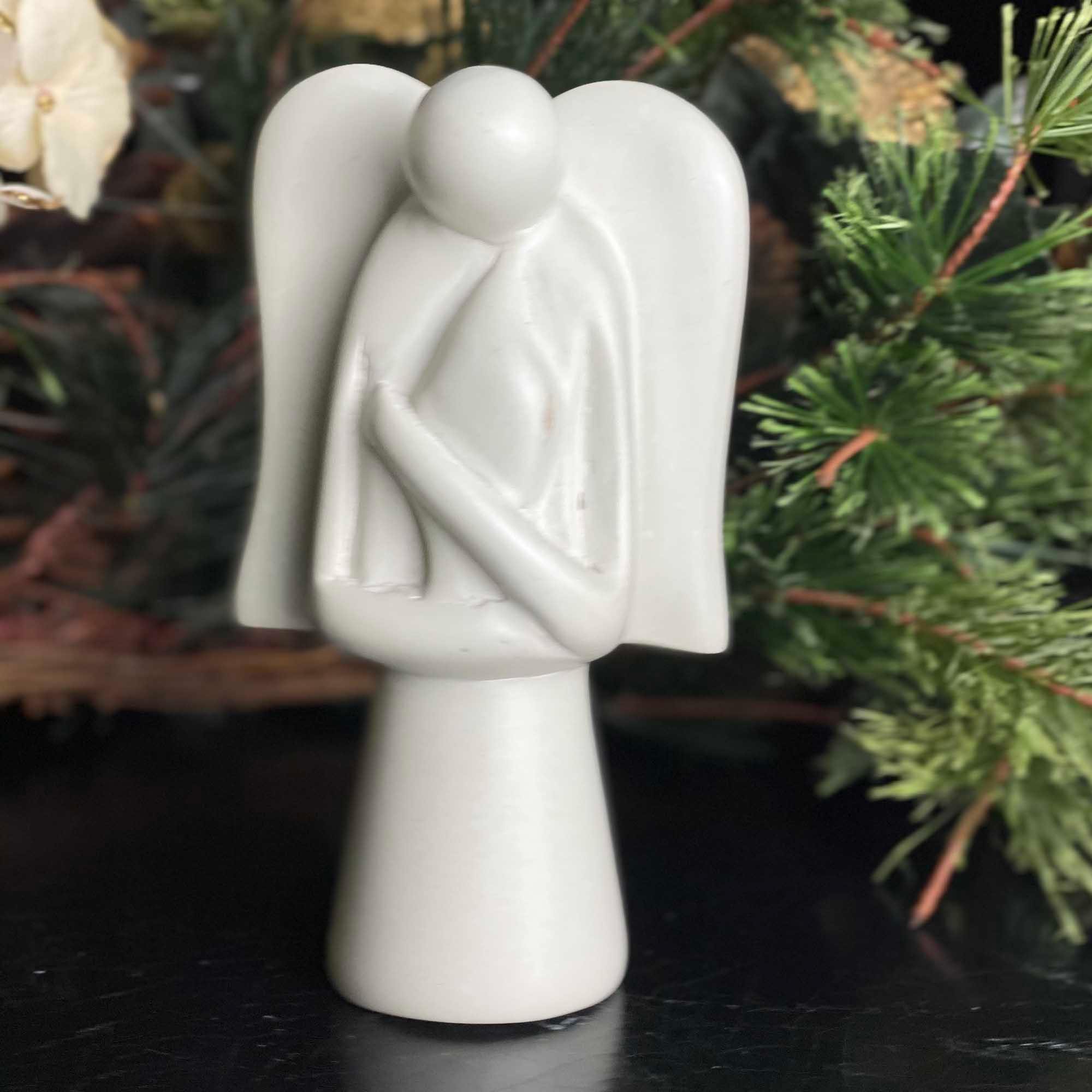 Angel Soapstone Sculpture with Eternal Light - SMOLArt