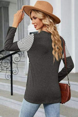 Leopard Striped Round Neck T-Shirt - Trendsi - Flyclothing LLC
