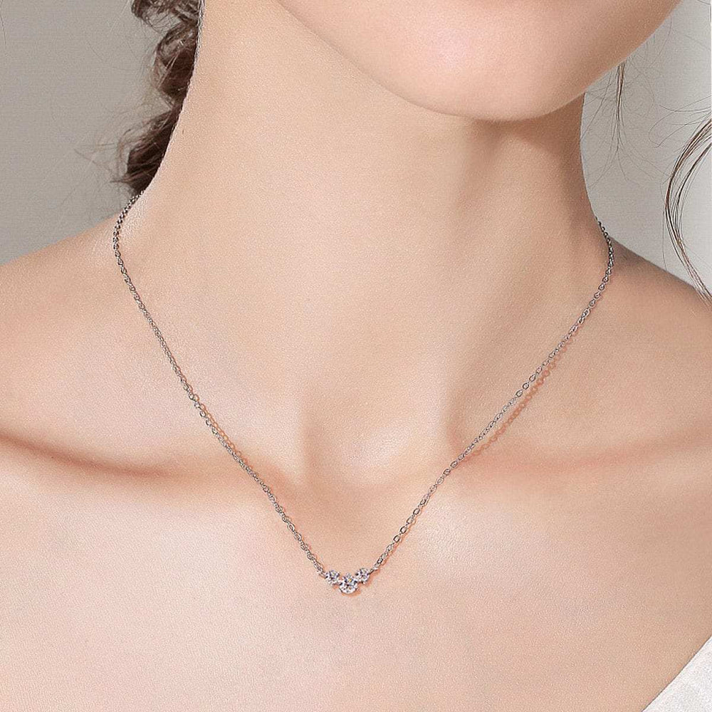 925 Sterling Silver Inlaid Moissanite Necklace - Trendsi - Flyclothing LLC