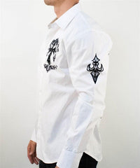 Rebel Spirit Mens White Long Sleeve Shirt - Flyclothing LLC