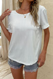 Round Neck Ruffled Short Sleeve Blouse - Trendsi