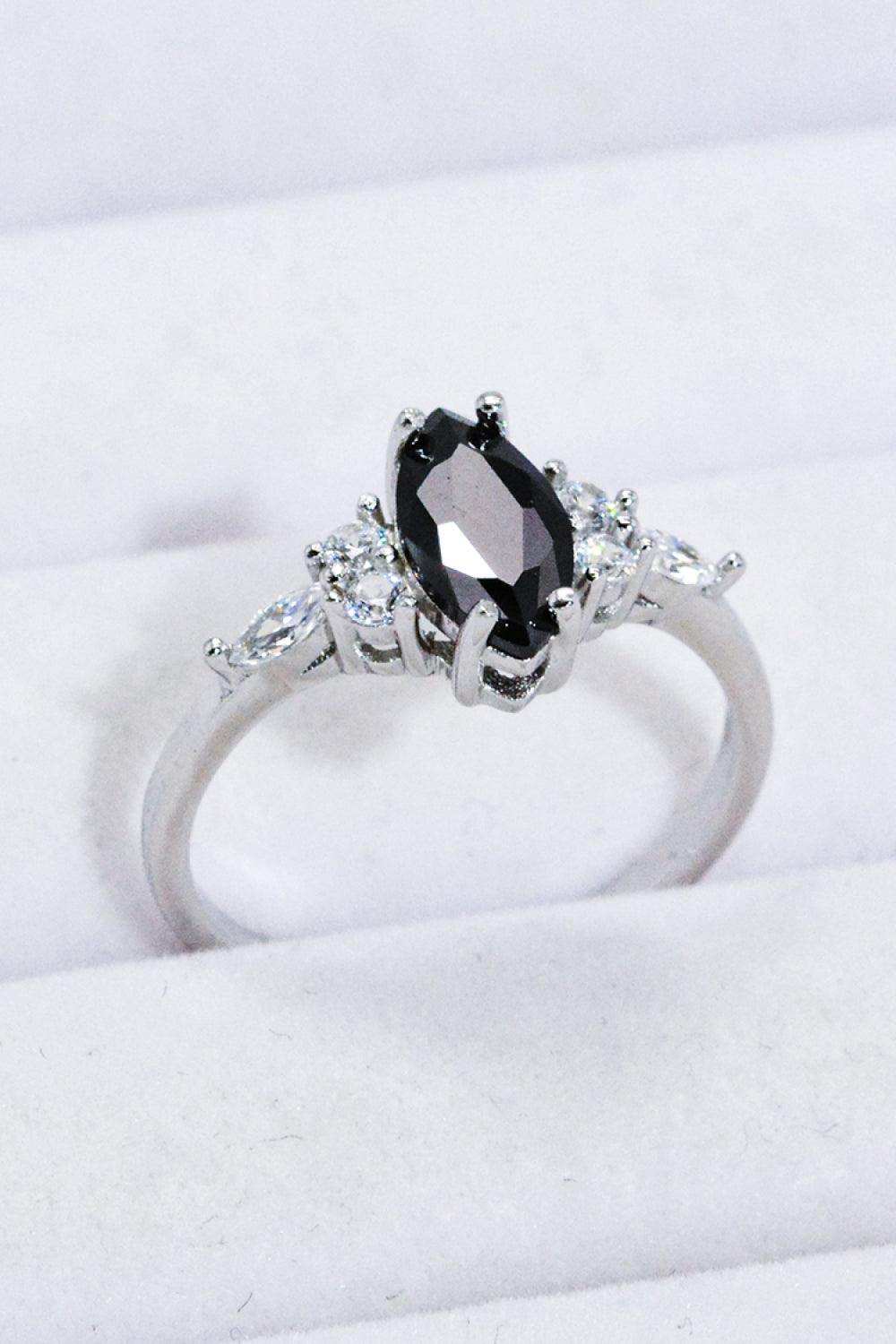 925 Sterling Silver Black Agate Ring - Trendsi - Flyclothing LLC
