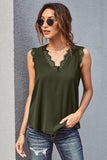 Eyelash Lace V-Neck Tank Top - Trendsi - Flyclothing LLC