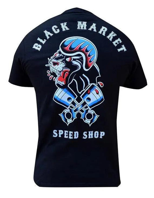 Ian McNiel Speed Shop Black T-Shirt - Lowbrow Art Company