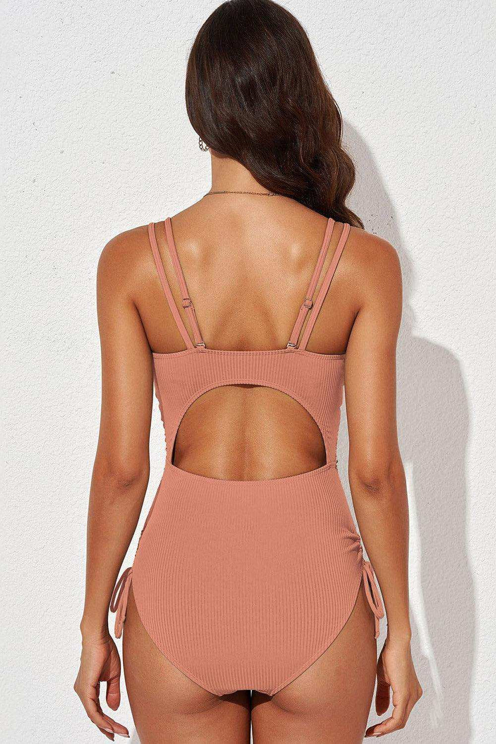 Tied Cutout Plunge One-Piece Swimsuit - Trendsi - Flyclothing LLC