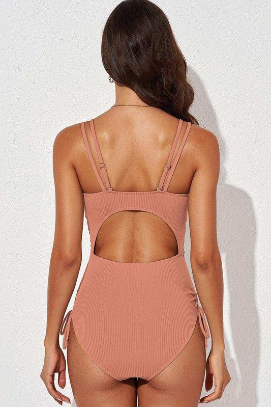 Tied Cutout Plunge One-Piece Swimsuit - Trendsi - Flyclothing LLC
