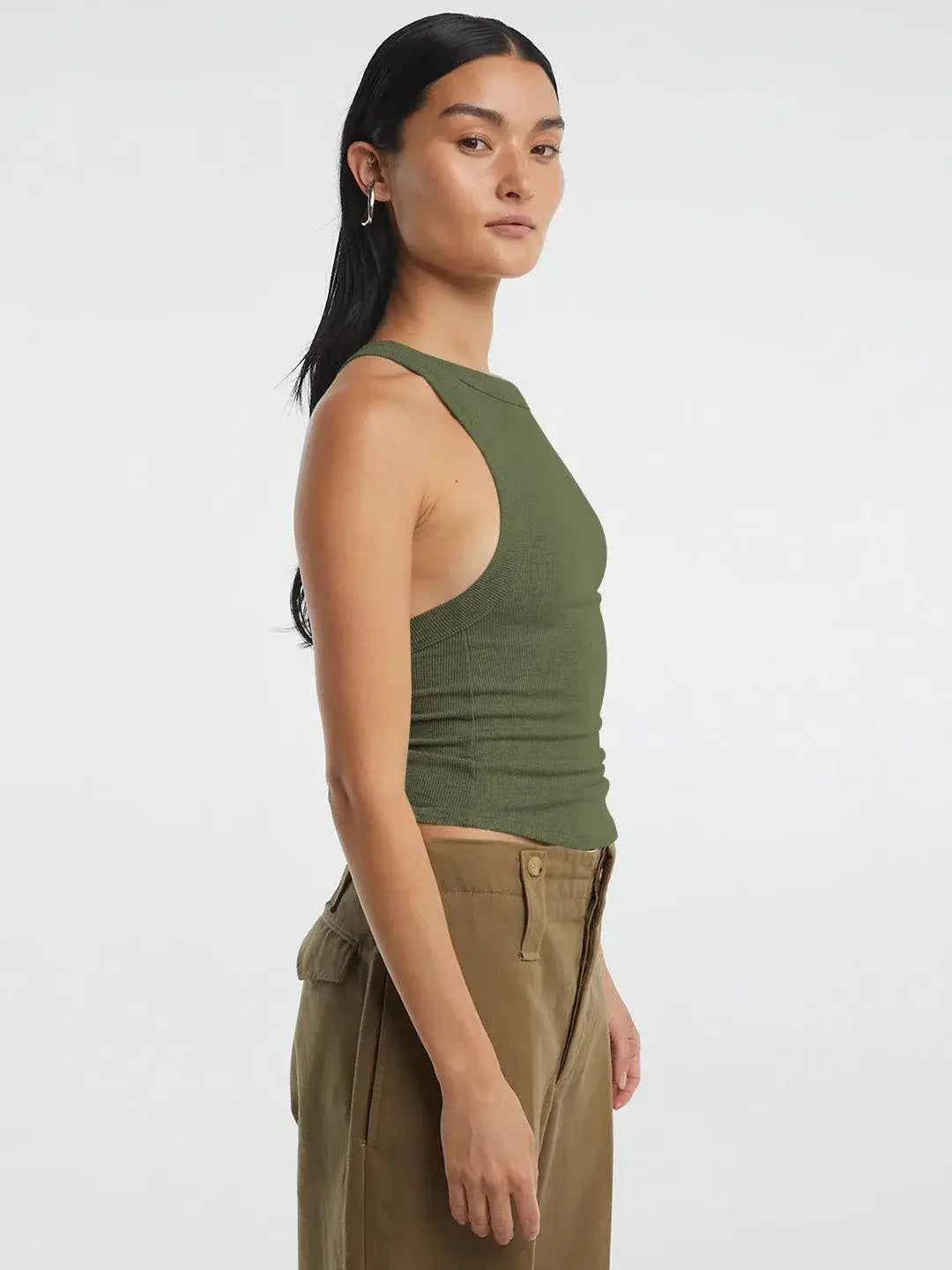 Halter Neck Ribbed Cropped Top - Trendsi - Flyclothing LLC