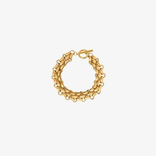 Gold-Plated Toggle Clasp Bracelet - Trendsi