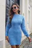 Cable-Knit Openwork Sweater Dress - Trendsi - Flyclothing LLC