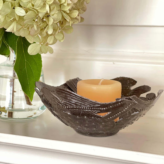 Decorative Drum Art Bowl or Votive, Fruit on Vine - Haitian Artisans
