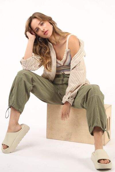 VERY J Drawstring Woven Parachute Joggers - Trendsi - Flyclothing LLC