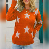 Star Pattern Round Neck Sweater - Trendsi - Flyclothing LLC