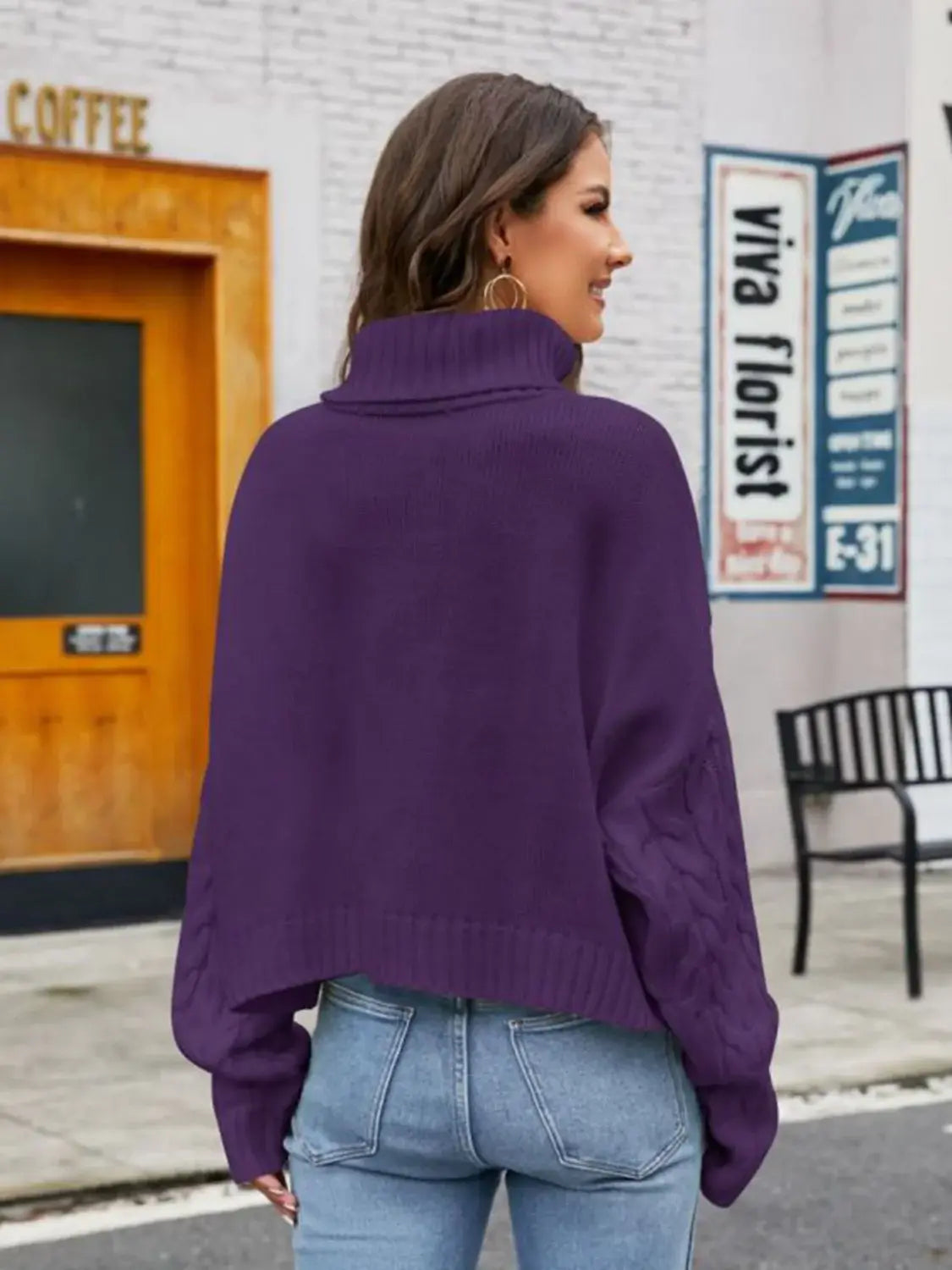 Turtle Neck Cable-Knit Sweater - Trendsi - Flyclothing LLC