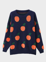 Printed Round Neck Drop Shoulder Sweater - Trendsi - Flyclothing LLC