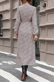 Slit Printed Surplice Balloon Sleeve Dress - Trendsi